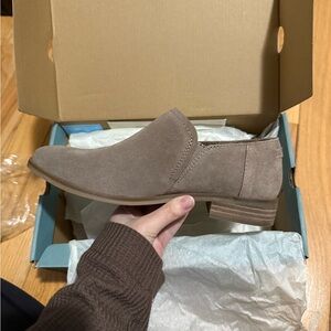 Toms Taupe Gray Suede Slip-Ons